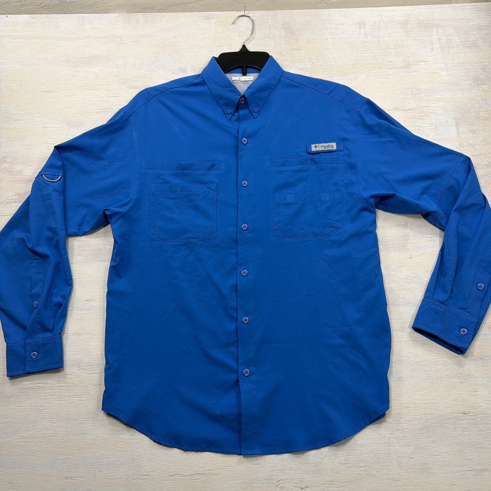 Columbia Shirt PFG Tamiami II Medium Long Sleeve Fishing Blue Mens FM7253